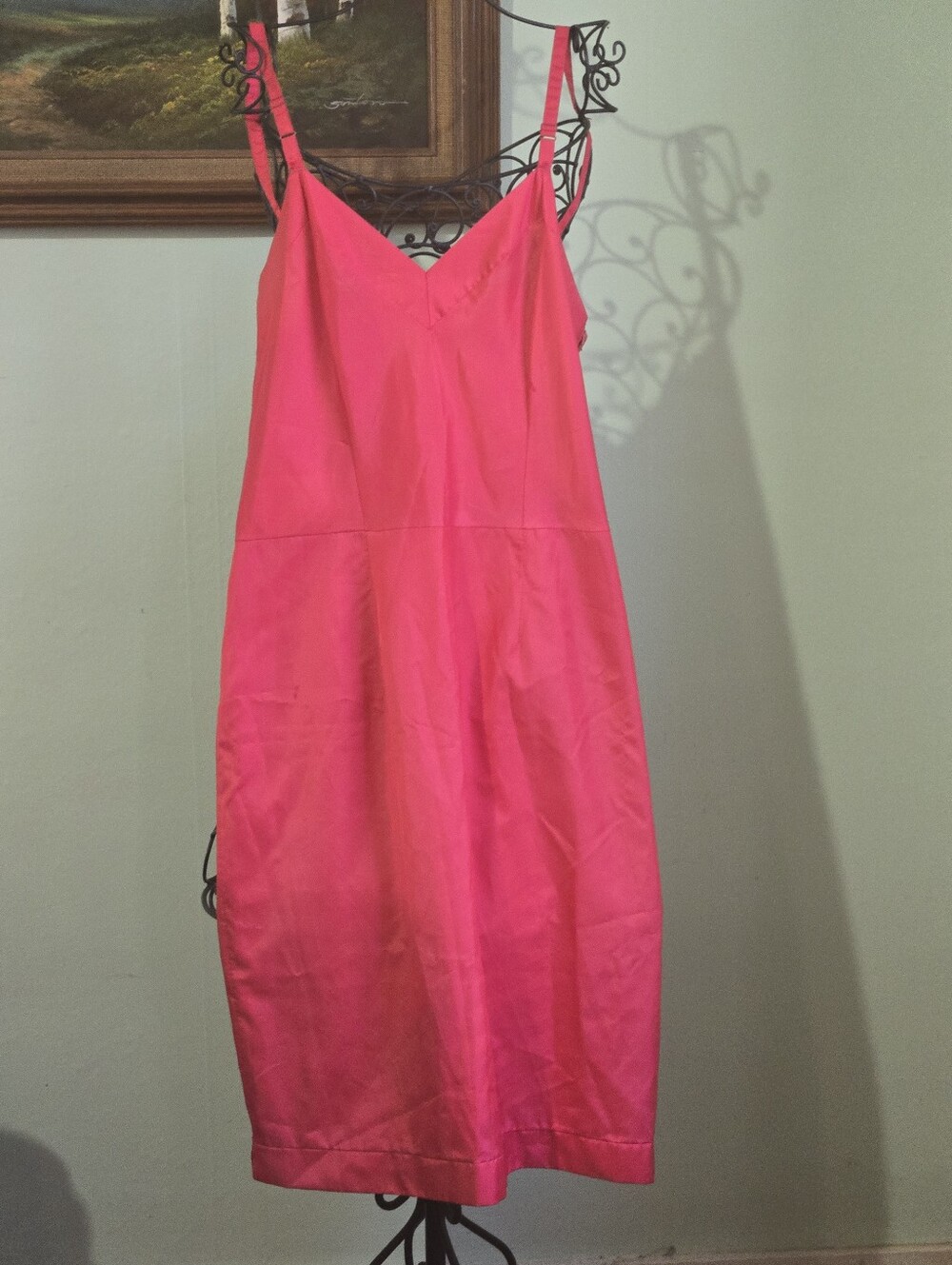 Vintage VAL MODE Polyester "liquid" satin slip cherry red midi S 4/6 Jewel